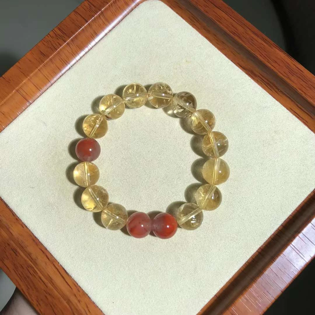 【不可方物】招米系列国风手串爆闪黄阿塞搭配火焰南红配珠