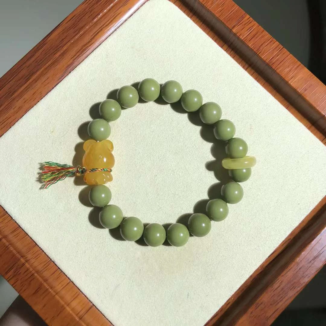 非金属木质手链 【不可方物】绿色清新手工国风牛油果阿拉善手串