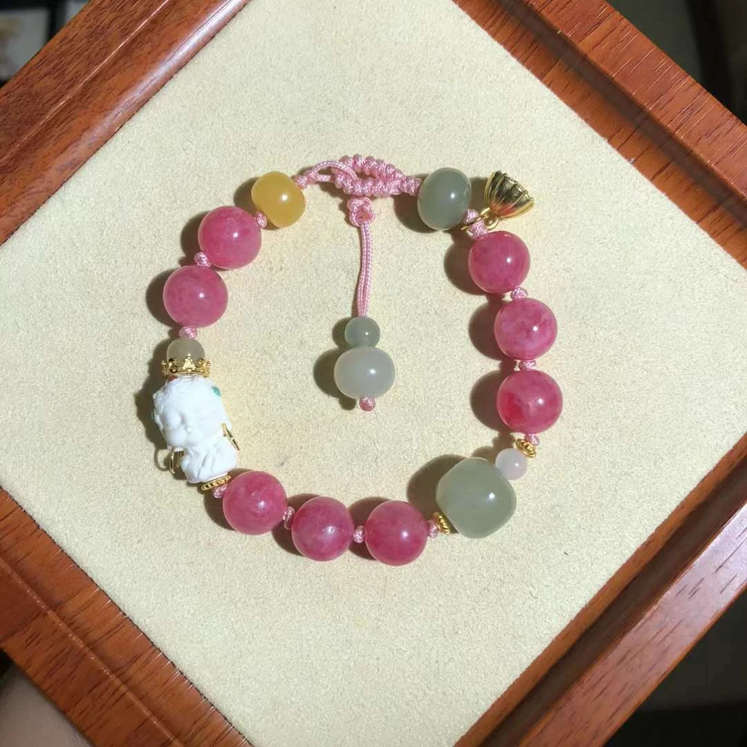 【不可方物】桃之夭夭玉化蔷薇樱花雨手串和田玉蜜蜡配饰姻缘人缘