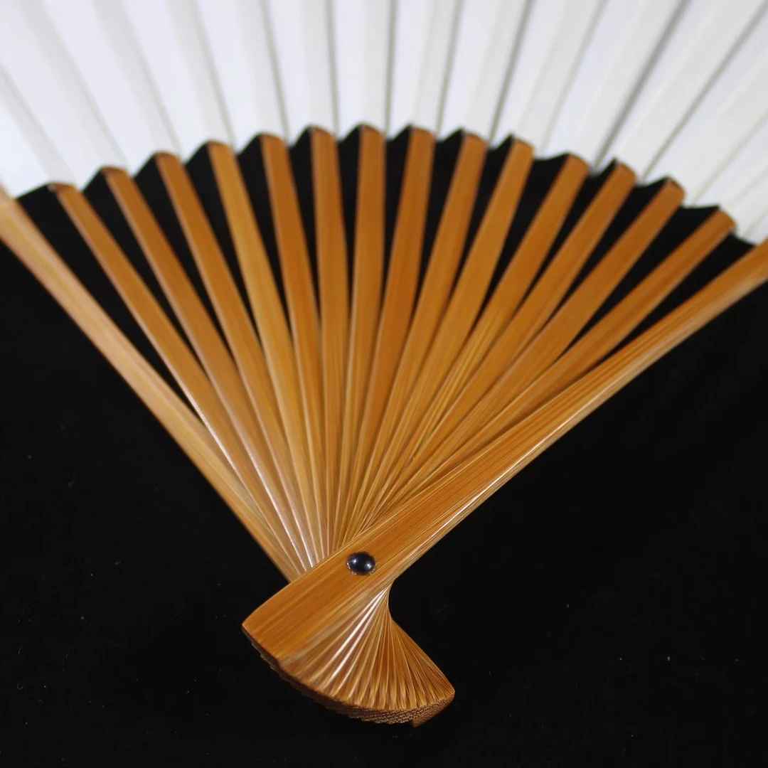 全老玉竹大小骨同老料手工折扇带落款95寸16方2.0排口