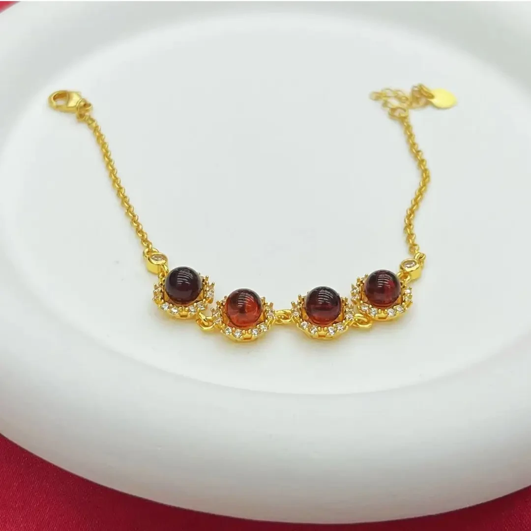 【强哥专属】天然琥珀纯净女人石贵气珠宝手链送证书礼盒K292