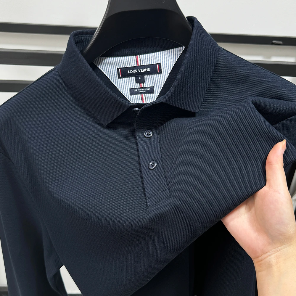 Zero Degree North重磅100%纯棉长袖T恤男秋冬加厚POLO衫休闲打底