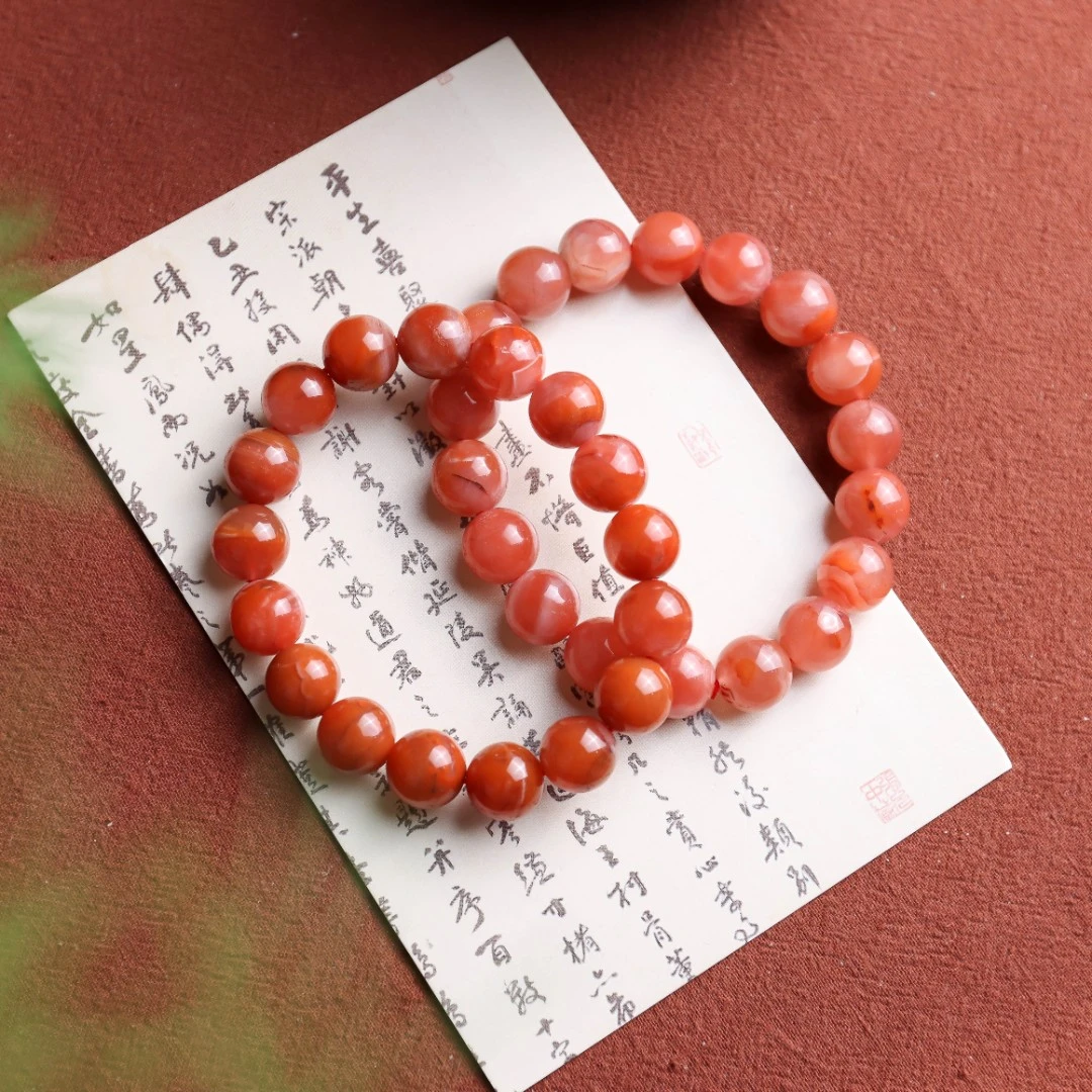 南红玛瑙圆珠百搭女款单圈手串(多样性发货 发其一)