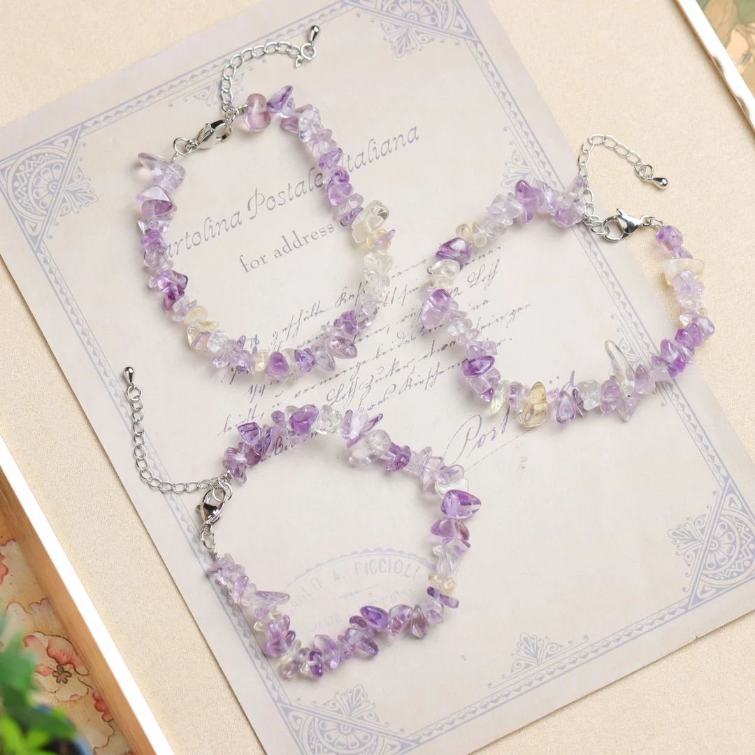 水晶紫黄晶随形珠时尚精致百搭女款手链（多样性发货 发其一）