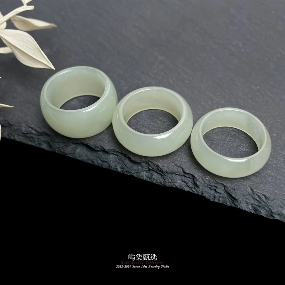 【要努力】D382 和田玉未镶嵌 和田玉晴绿戒指