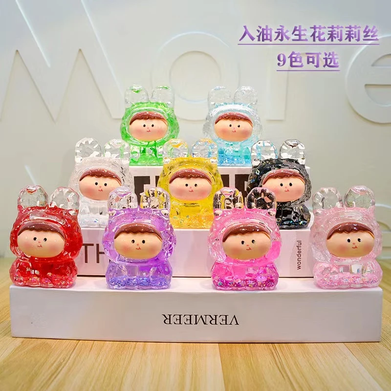 爆款永生花入油阿玛莉莉丝公仔桌面摆件潮玩兔子DIY礼品批发