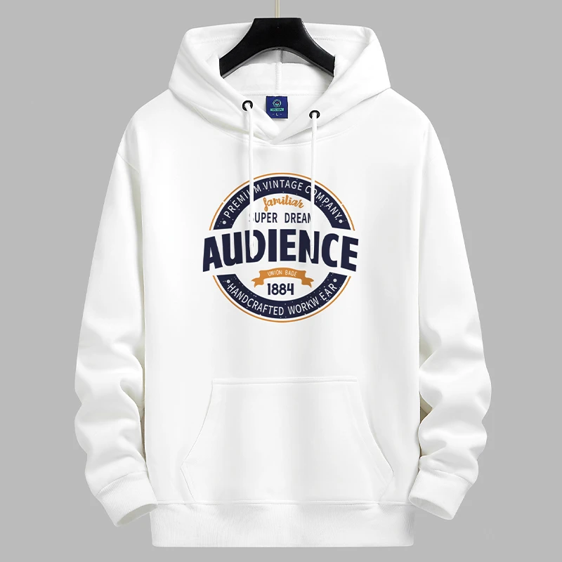 加绒纯棉卫衣男国潮冬天连帽青少年字母流行大码帽衫