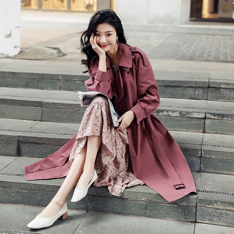 KALUOLAI/卡洛莱易梦玲同款风衣女中长款2024新款春季气质外套女