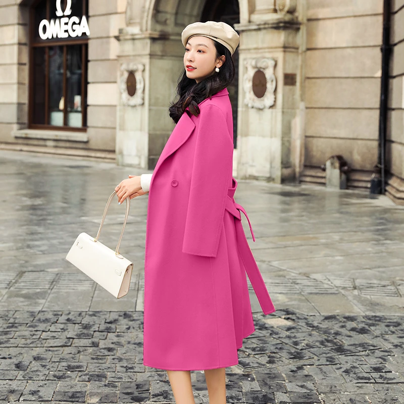 KALUOLAI/卡洛莱双面呢大衣女中长款过膝气质洋气时尚宽松外套冬