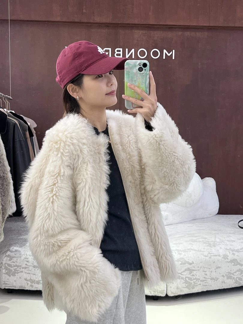 MK【深冬】2024冬季新款托斯卡纳羊皮毛一体廓形女装外套长袖皮草