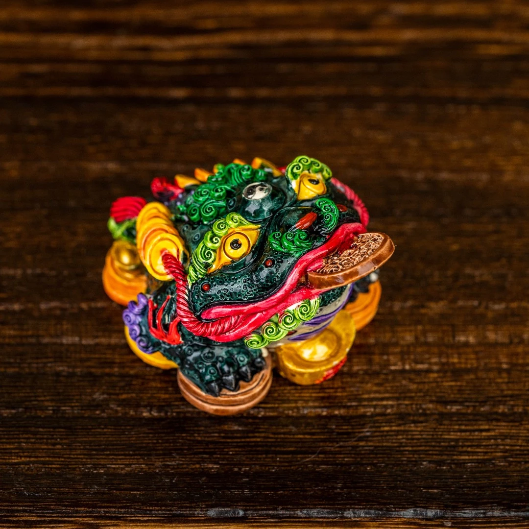 五彩金蟾进财摆件家居装饰工艺品手工摆件FL-1492