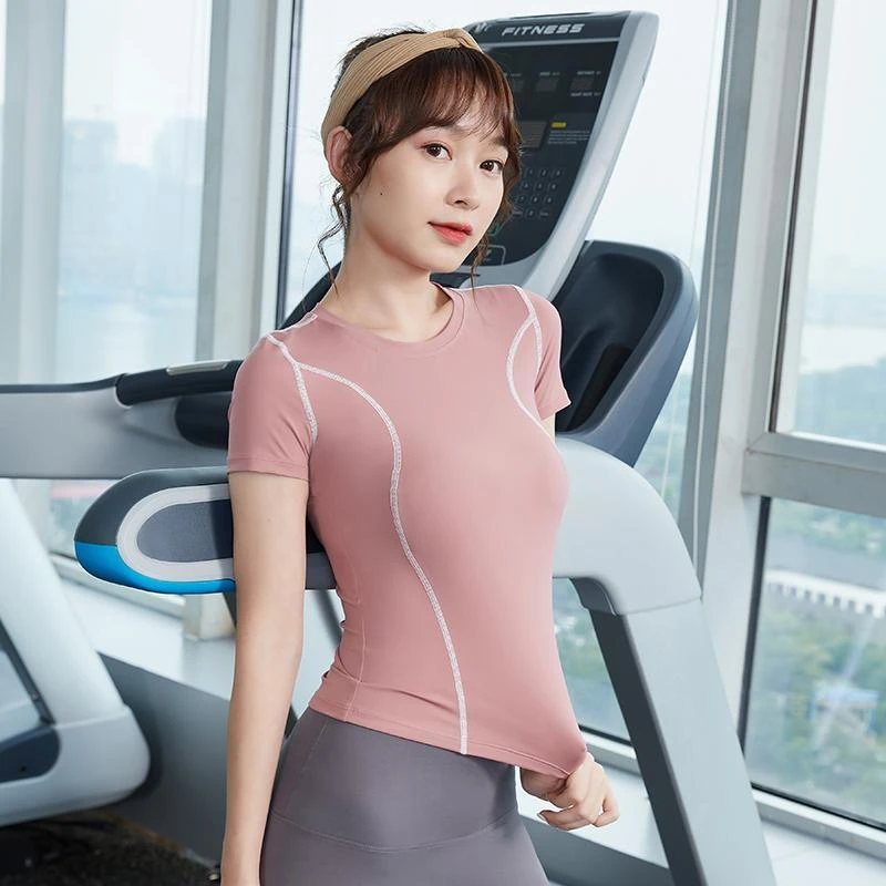 瑜伽服女短袖紧身显瘦上衣网红速干衣健身服薄款跑步修身运动t恤