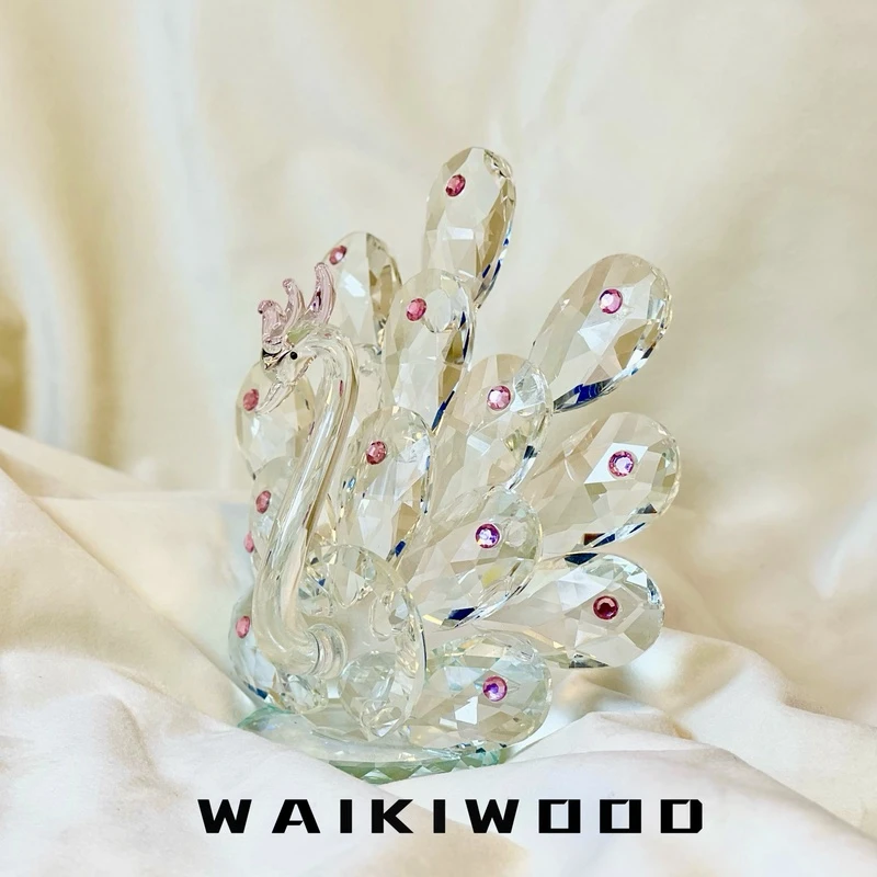 【闪购商品】 Y46粉色WAIKIWOOD手工定制孔雀水晶玻璃轻奢摆件 2155