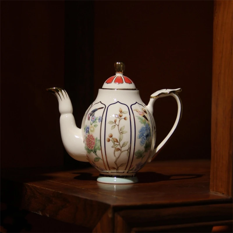 Y35轻奢薄荷糖百鸟祈福骨瓷欧式轻咖奶茶红茶迷你茶壶4073