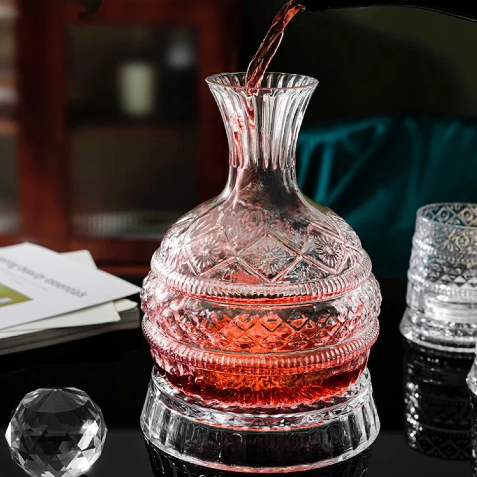T33高端红酒醒酒器商务轻奢水晶玻璃旋转醒酒器4293