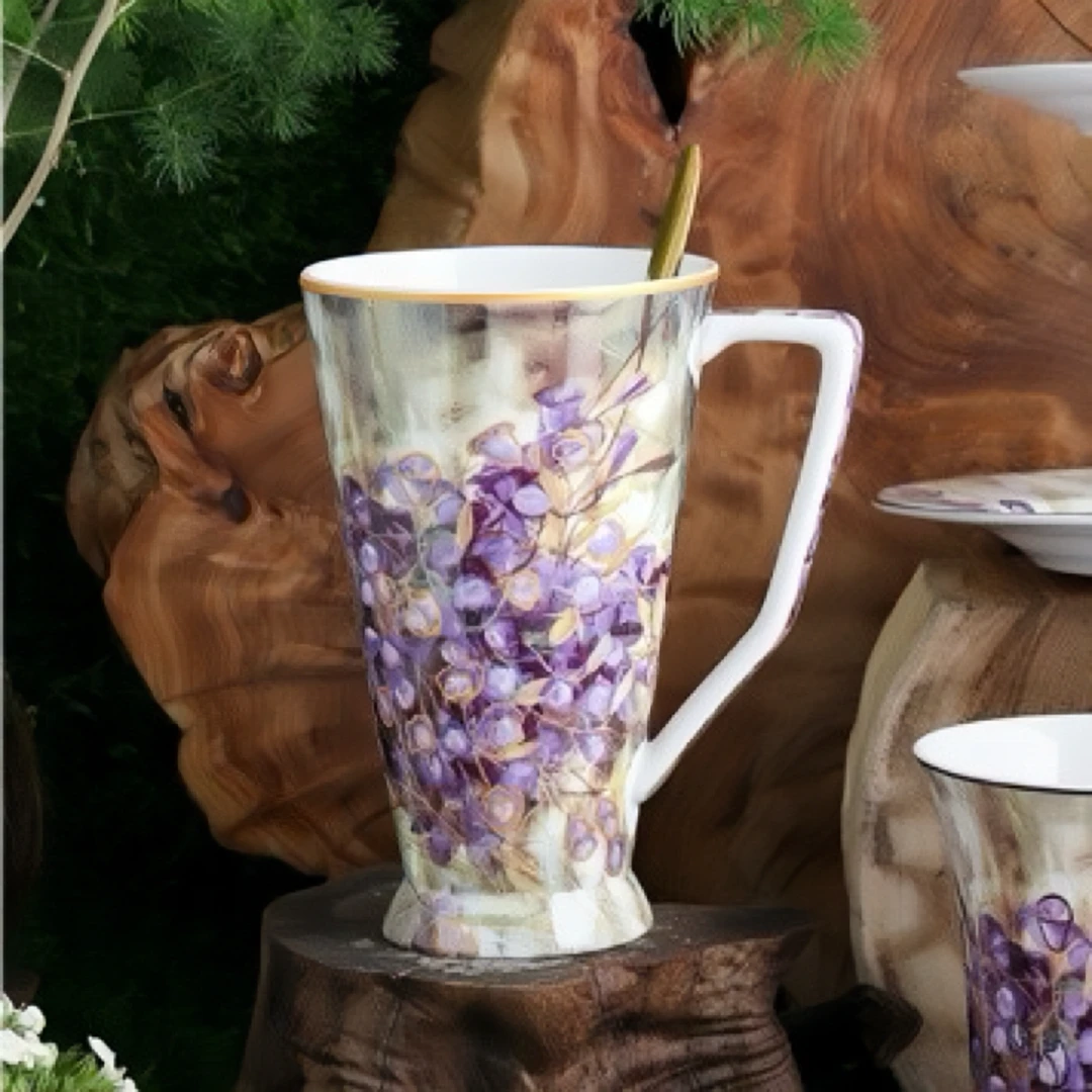 I414紫藤花ROYALCLASSIC皇家柯莱斯轻奢英式骨瓷大容量马克杯3532