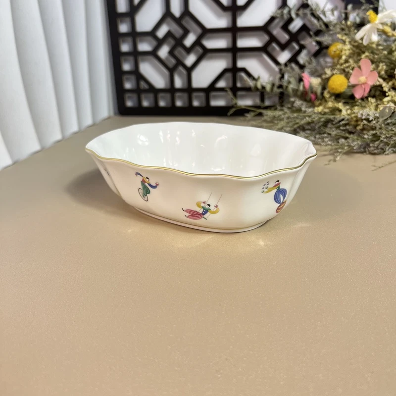 【闪购商品】 S316香籣舍马戏团骨瓷椭圆陶瓷小碗2867