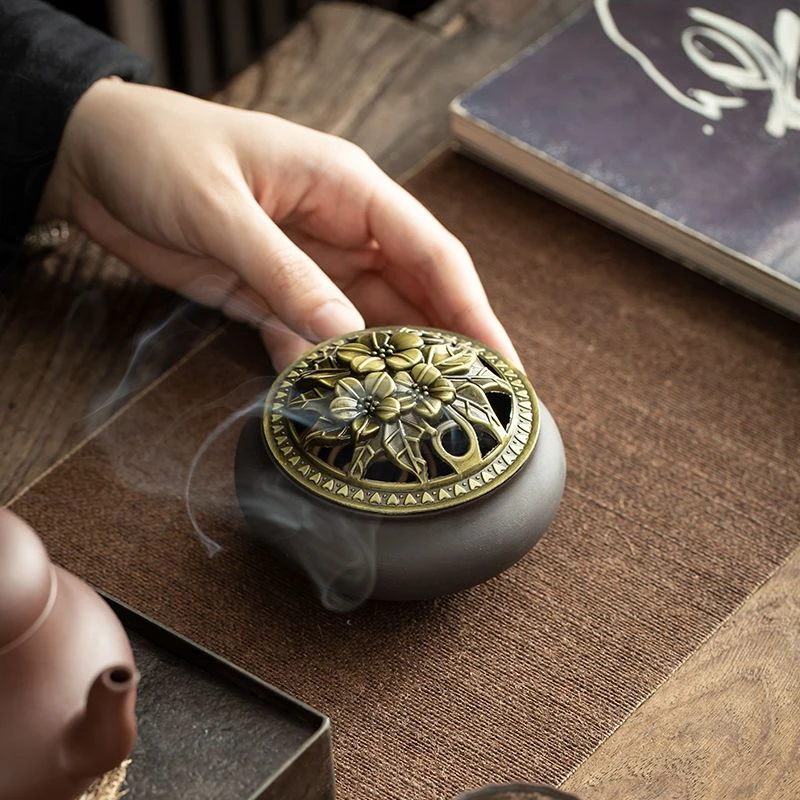 唐寻香炉家用沉香熏香炉仿古摆件室内创意檀香盘香蚊香盘托香薰炉