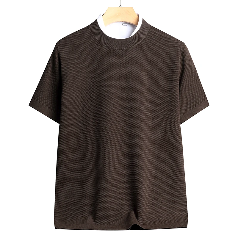 【Mark轻奢】2024秋冬时尚纯色菠萝针可机洗男士加厚针织短袖88230