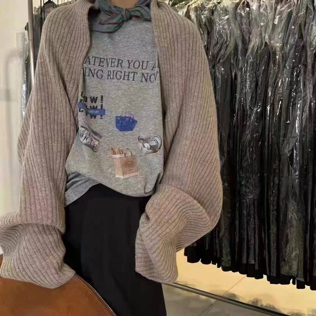 【韩系字母长袖T恤】四季百搭韩系字母百搭上衣#6067