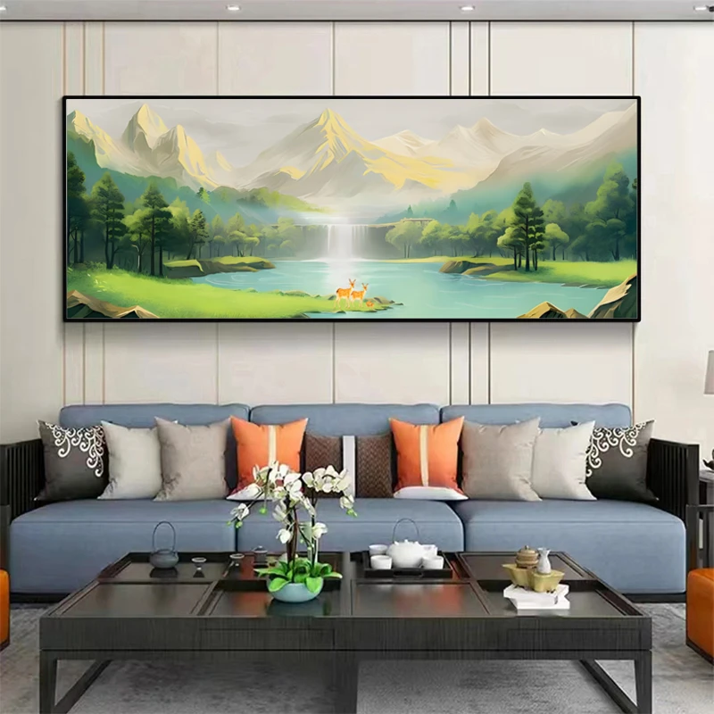 现代简约客厅装饰画日照金山北欧山水高级大气沙发背景墙风景挂画