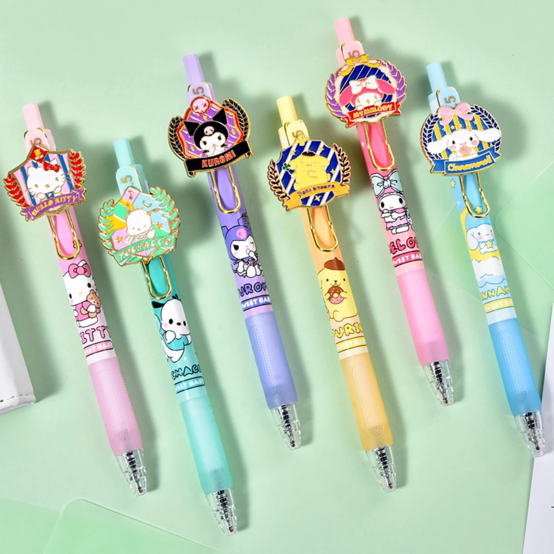金属立牌中性笔创意卡通可爱ins按动0.5mm式速干书写黑色4-6年级