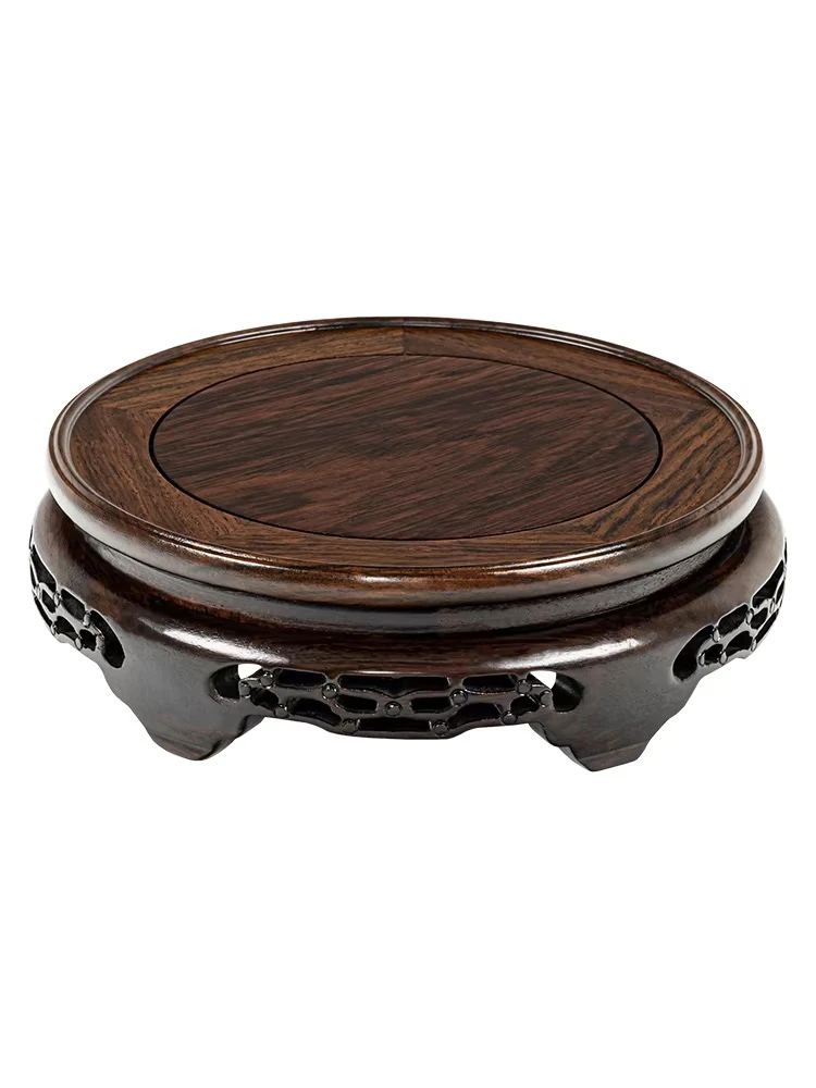 91黑檀木圆形镂空圆花盆底座