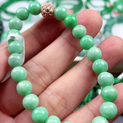 【闪购商品】翡翠手链9K金镶嵌手串
