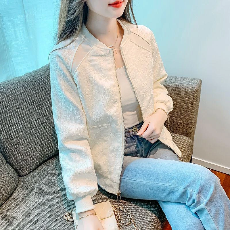 小个子短款外套女时尚提花薄款设计感小众棒球服上衣春秋2025新款
