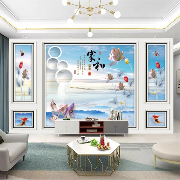家和富贵自带造型大气图装修背景墙壁画电视沙发墙布背景
