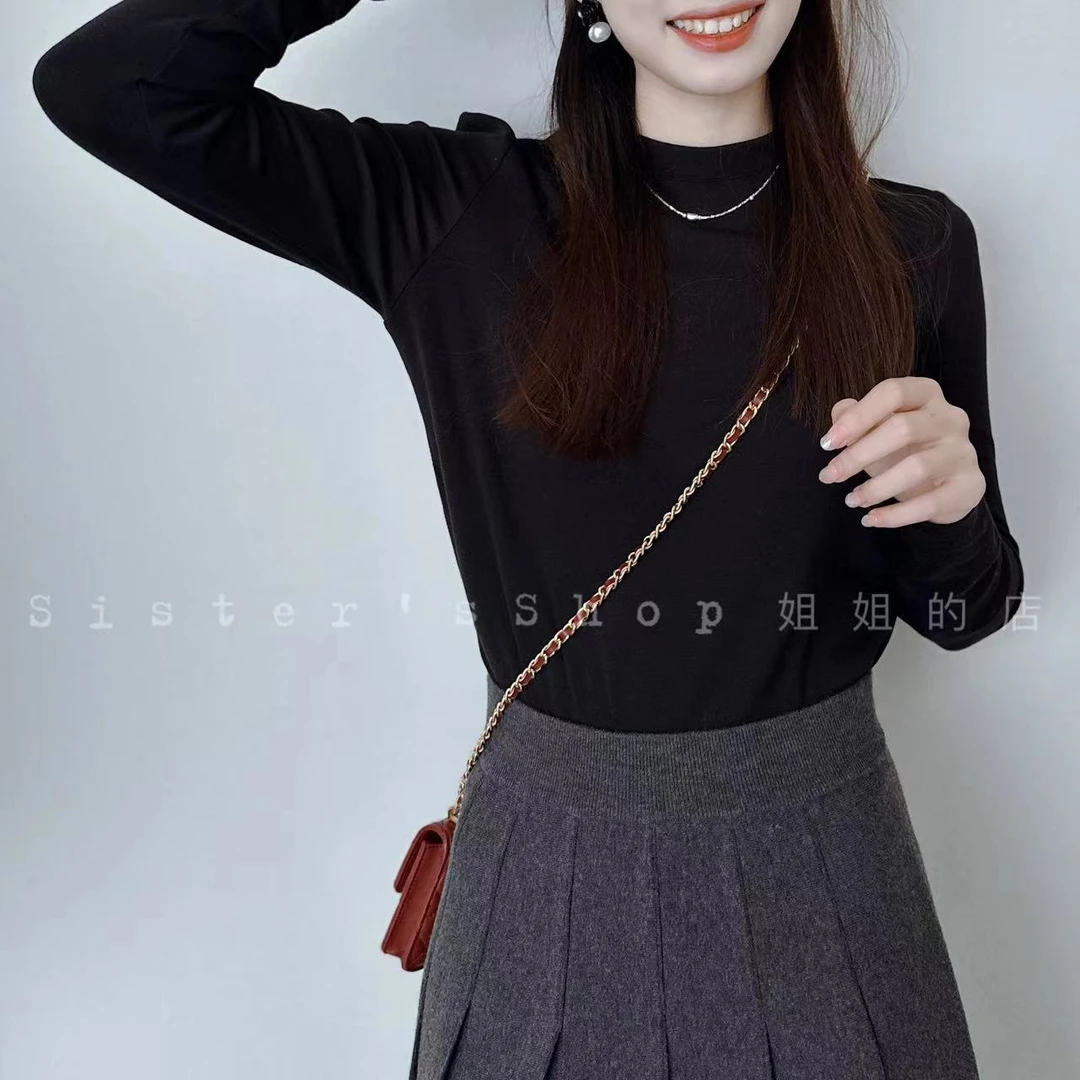 B012高弹德绒（小立领）秋冬百搭纯色打底T恤