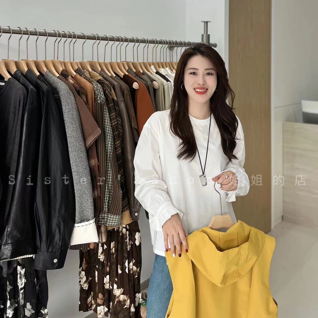 6008超好看的花边假两件拼接衬衫内搭打底宽松T恤