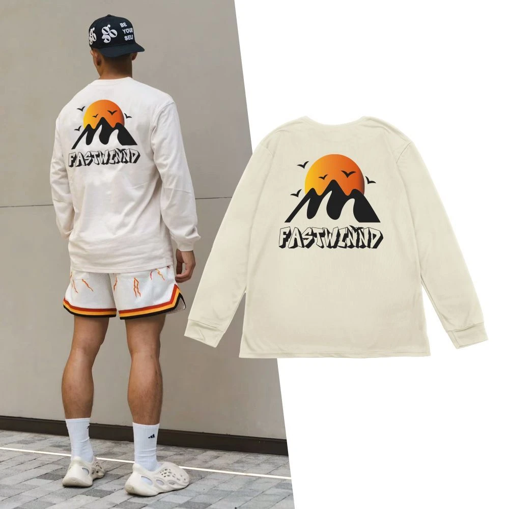 日落篮球FW长袖投篮服T恤男美式篮球训练服运动跑步透气上衣V