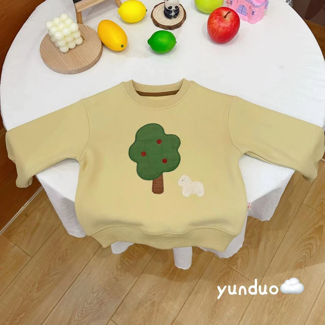 【原韩D】儿童加厚绿色小树圆领卫衣111421