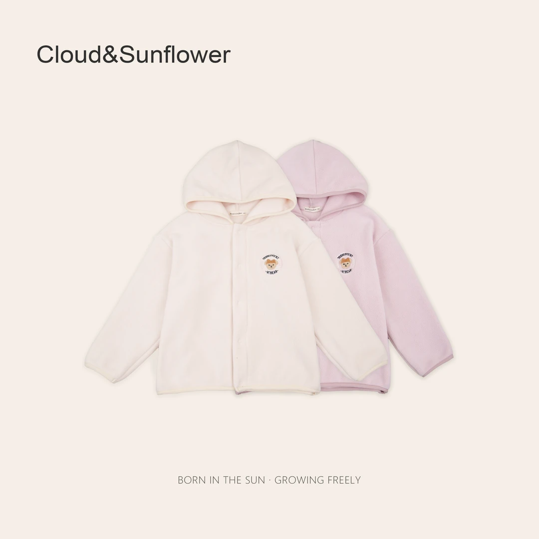 女童小熊原标刺绣连帽百搭冬季外套246569