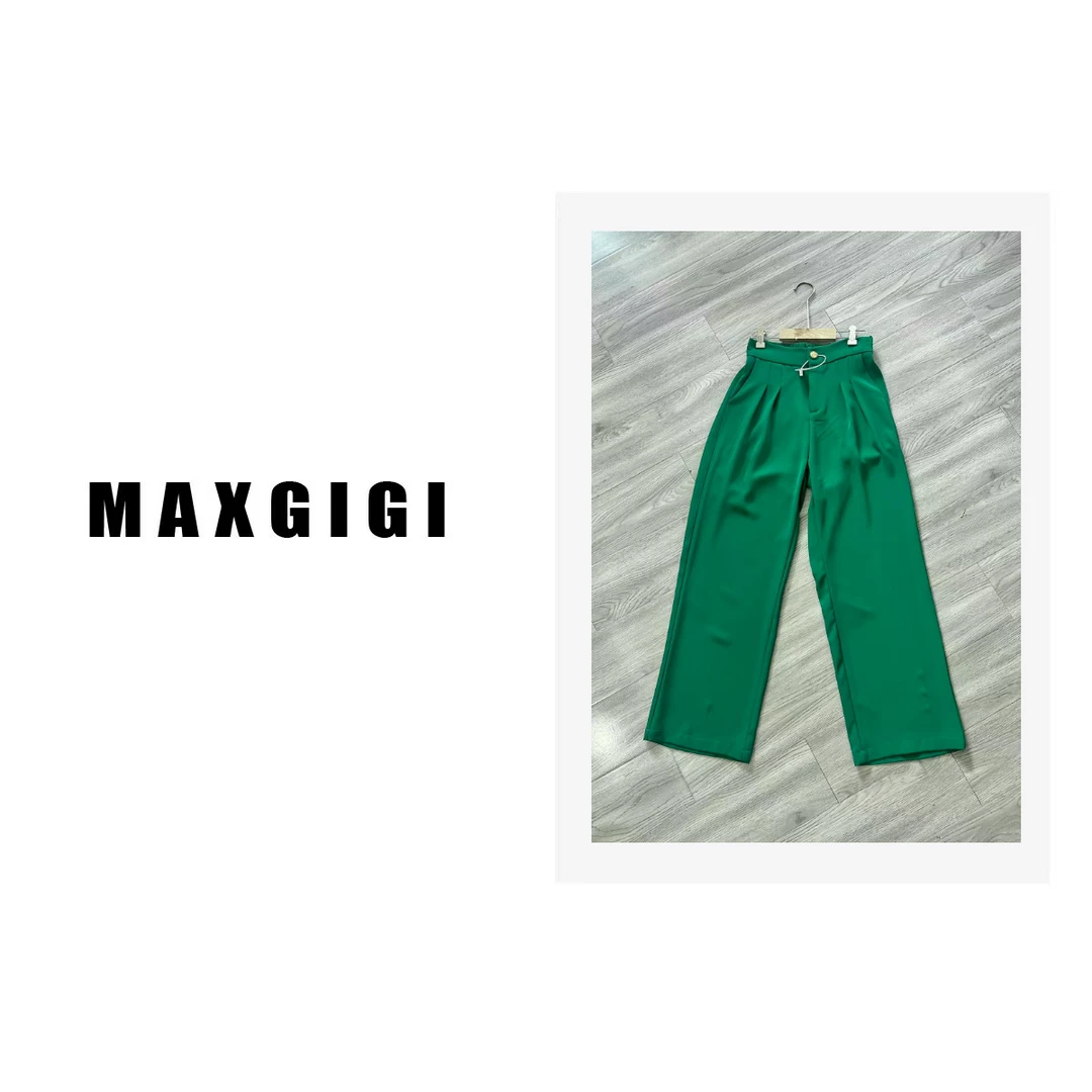 【清原版】MAXGIGI2023新款百搭时尚显瘦中高腰阔腿裤#23912