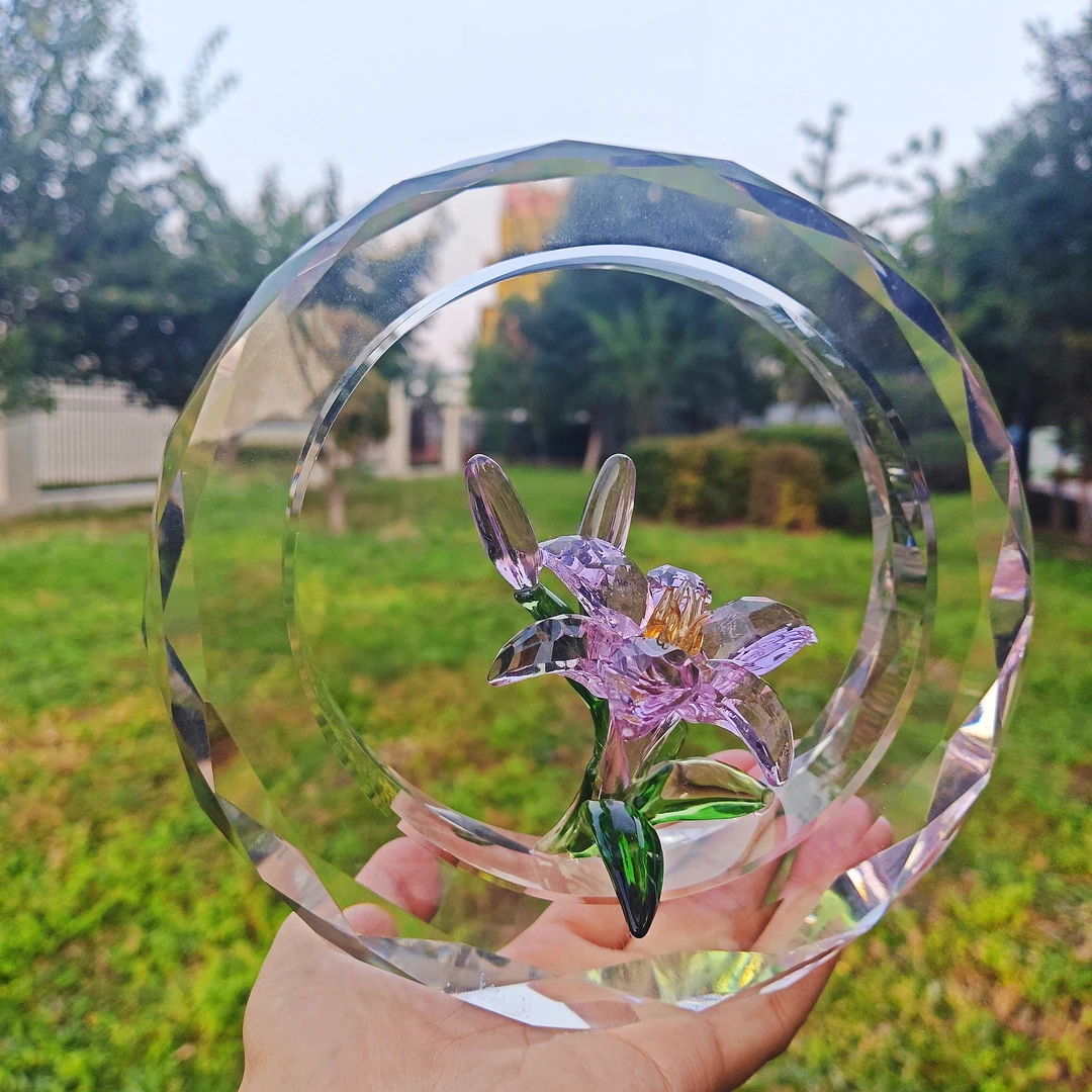 【晴好】H-368-花好月圆水晶纯手工卧室玄关创意摆件轻奢高端花器
