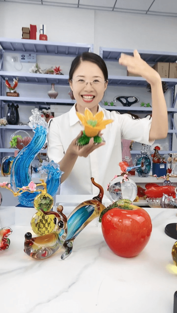 【闪购商品】高端轻奢纯手工叶子底座琉璃花微瑕