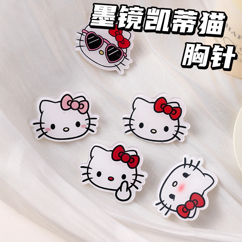 小红书同款kitty猫胸针超酷墨镜卡通胸针可爱卡通JK学生装饰别针