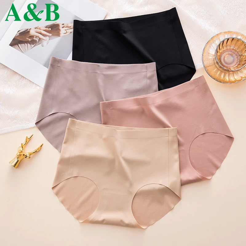 2条AB无痕内裤女冰丝薄款夏季高腰抗菌一片式三角裤运动瑜伽健身