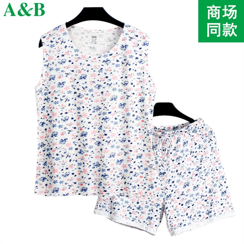 AB内衣老年装女纯棉妈妈装套装两件套全棉奶奶装夏装睡衣722-362