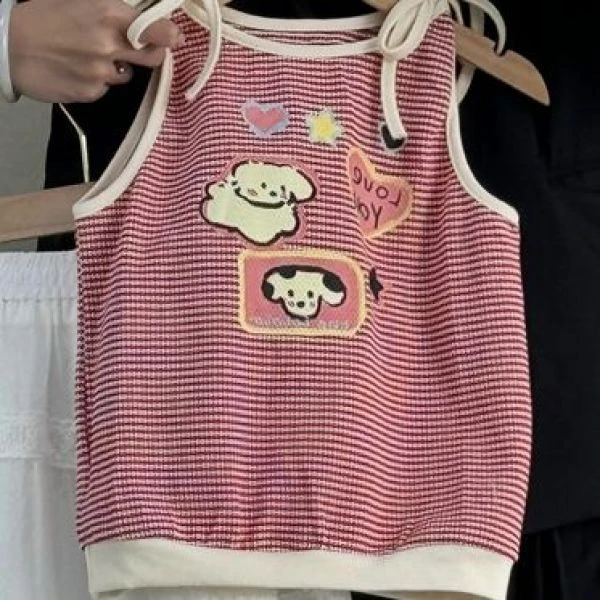 121夏季新款韩版女简约时尚通勤洋气百搭宽松女童女宝吊带背心