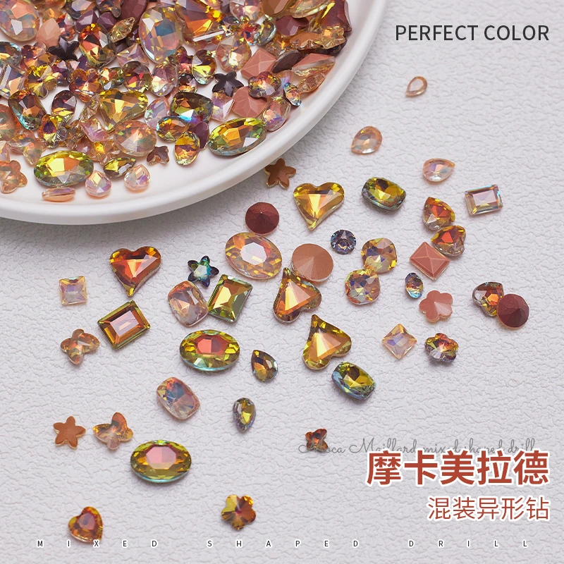 perfectcolor美甲美拉德钻混装平底尖底异形钻美甲饰品网红同款