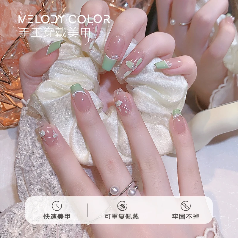 【浮春绘】纯手工穿戴甲春天花朵手绘艺术美甲指甲贴Melodycolor