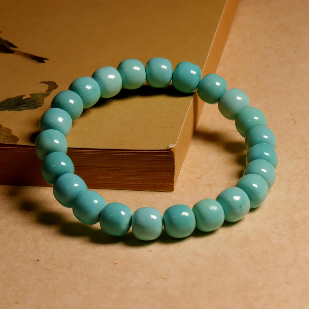 天然原矿绿松石高瓷老型高端手串