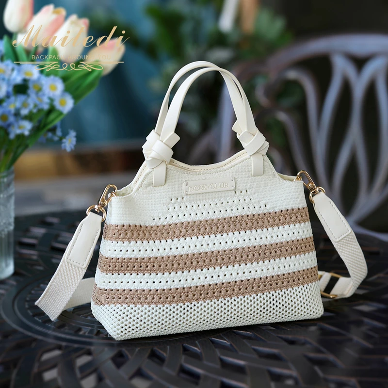 新款ins夏季女士小众手提包休闲时尚简约单肩斜挎包编织便携小包