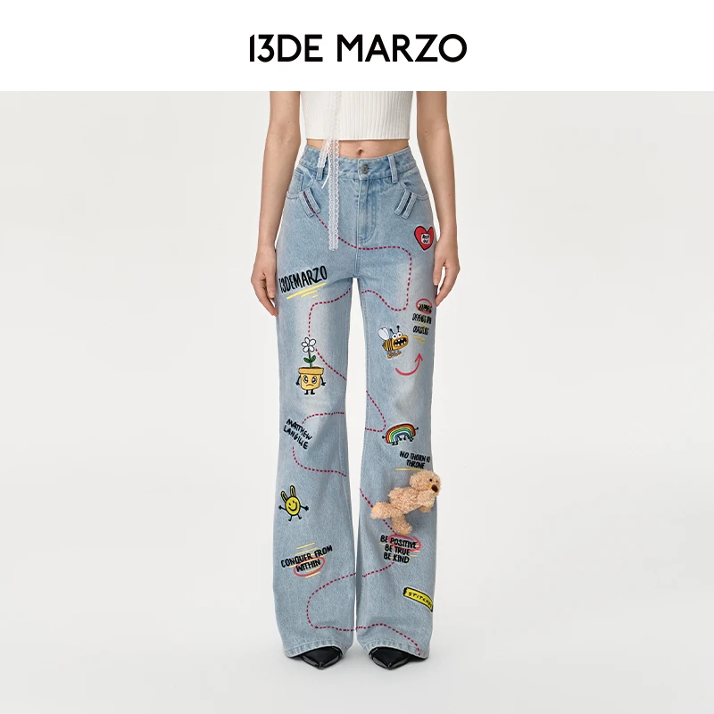 13DE MARZO 24秋冬新款Matthew Langille联名系列玩偶牛仔喇叭裤