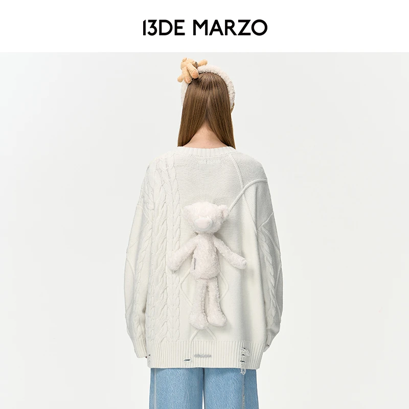 13DE MARZO男女同款 24秋冬新款立体Logo玩偶针织衫个性街头毛衣