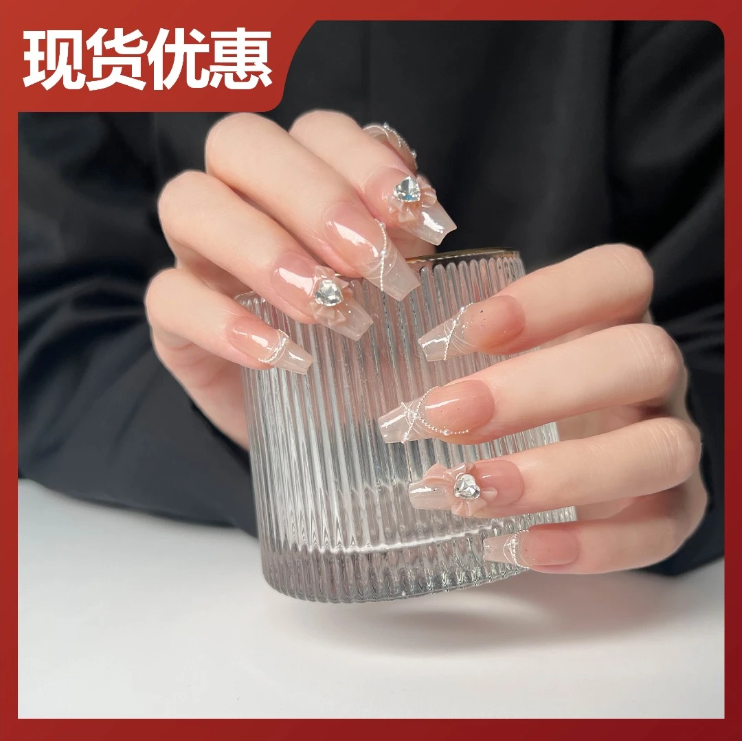 本宫指义【人鱼眼泪S】冰透服帖纯手工穿戴甲珍珠纯欲ins风美甲甲片