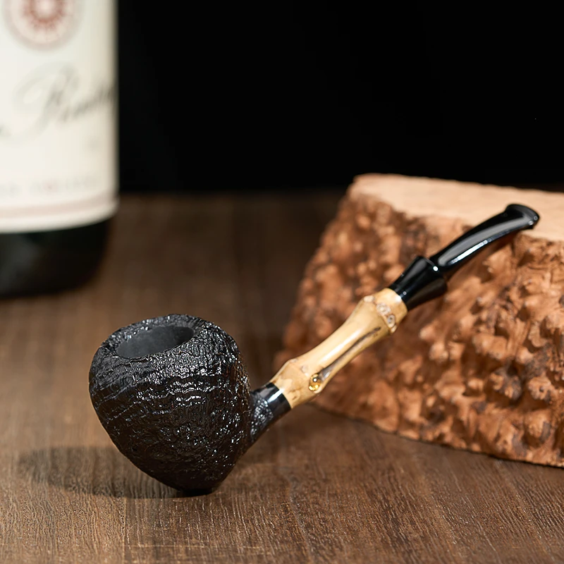 韦尔逊进口石楠木竹节喷砂橡果手工烟斗3mm烟道男士专用烟斗